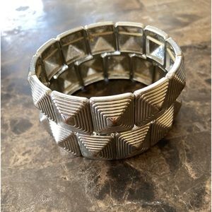 Silver look stretch Panel Bracelet Heavy metal Unique